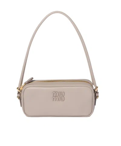 Miu Miu Leather Pouch In Neutral
