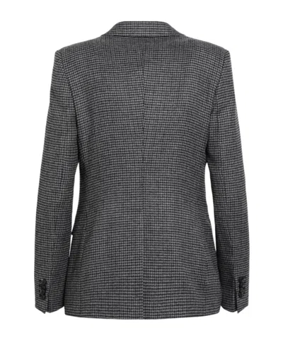 Tagliatore Single-breasted Anthracite Grey Jacket With Houndstooth Pattern In Wool Blend In Gray