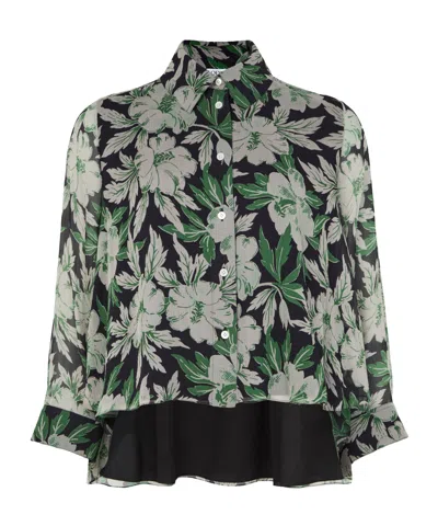 Loewe Printed Silk Shirt For Women In Green