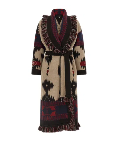 Alanui Icon Belted Coat Fringe Warm Design In Multi