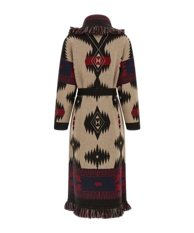 Alanui Icon Belted Coat Fringe Warm Design In Multi