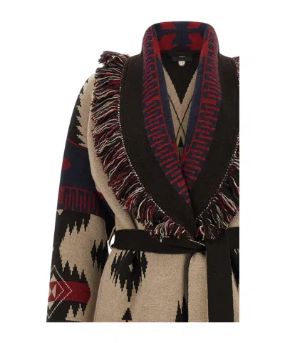 Alanui Icon Belted Coat Fringe Warm Design In Multi