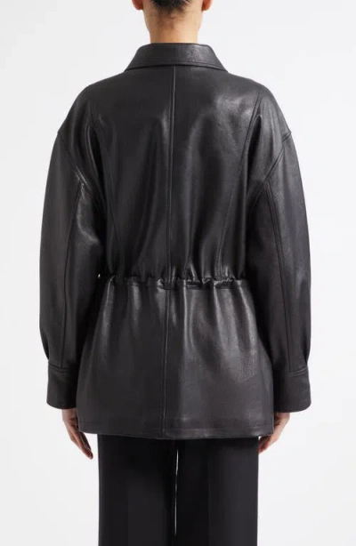 Arma Black Maeve Leather Drawstring Jacket In Black