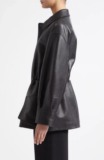 Arma Black Maeve Leather Drawstring Jacket In Black