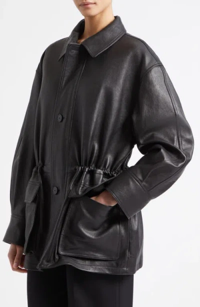 Arma Black Maeve Leather Drawstring Jacket In Black