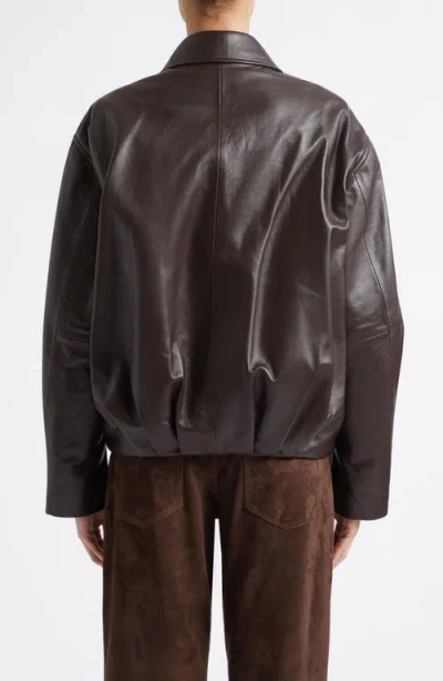 Arma Melis Leather Bomber Jacket In Brown
