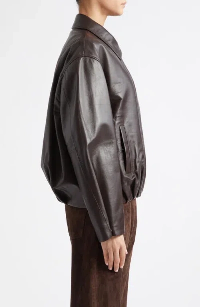 Arma Melis Leather Bomber Jacket In Brown