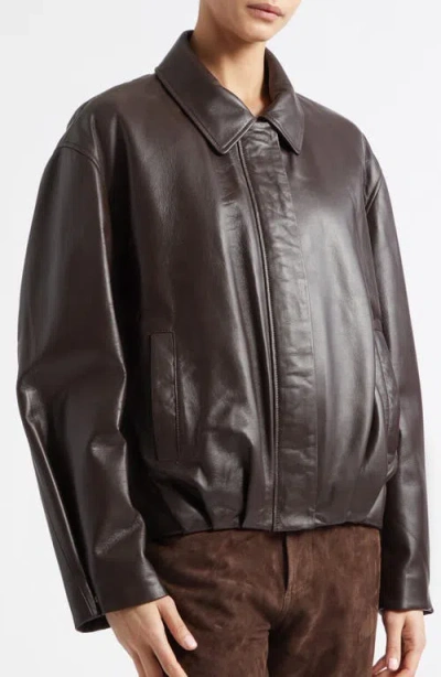 Arma Melis Leather Bomber Jacket In Brown