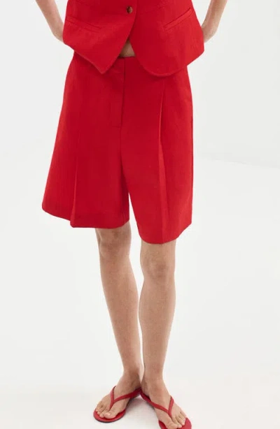 Mango Straight Fit Bermuda Shorts In Red