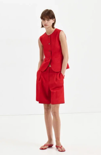 Mango Straight Fit Bermuda Shorts In Red