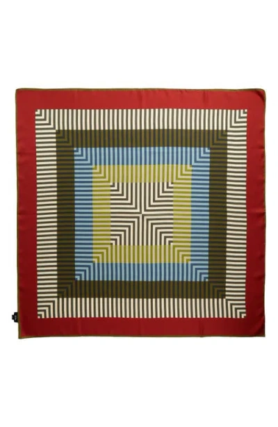 Echo Concentric Stripes Square Silk Scarf In Red