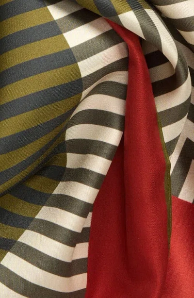 Echo Concentric Stripes Square Silk Scarf In Red