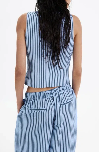 Mango Striped Buttoned Vest In Multi