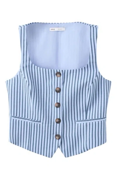 Mango Striped Buttoned Vest In Multi