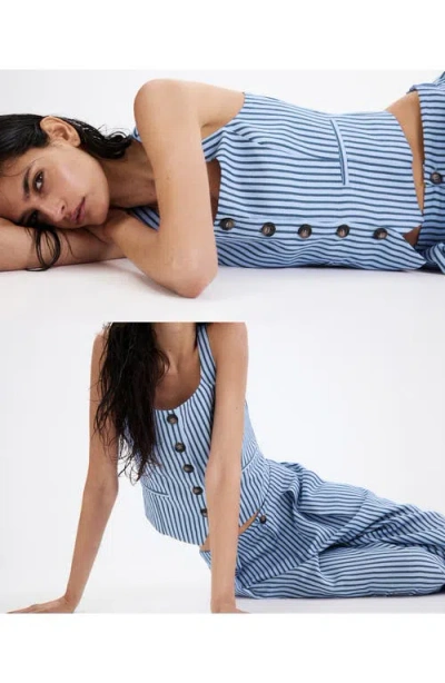 Mango Striped Buttoned Vest In Multi