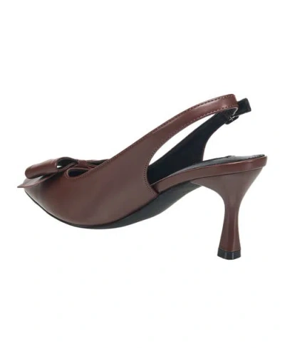 French Connection Bianca Oversized Bow Kitten Heel In Brown