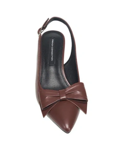 French Connection Bianca Oversized Bow Kitten Heel In Brown