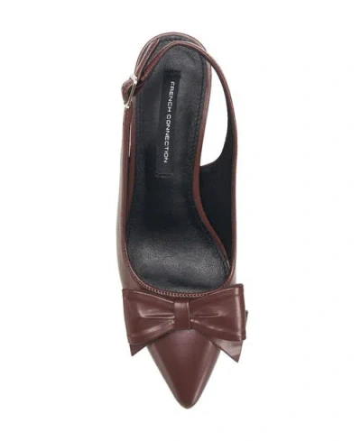 French Connection Bianca Oversized Bow Kitten Heel In Brown
