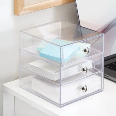 Idesign Stackable 3-drawer Vanity Makeup Organizer In Transparent