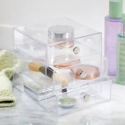 Idesign Stackable 3-drawer Vanity Makeup Organizer In Transparent