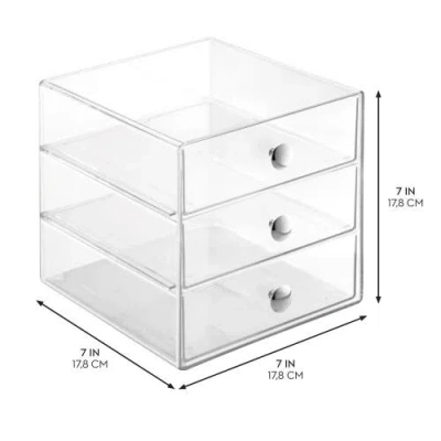 Idesign Stackable 3-drawer Vanity Makeup Organizer In Transparent