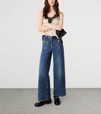 Maje Stretch Wide-leg Jeans In Multi