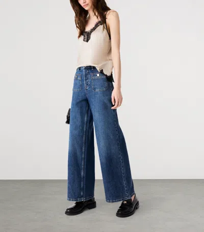Maje Stretch Wide-leg Jeans In Multi
