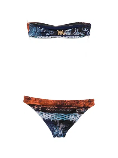 Balmain Abstract-print Bandeau Bikini In Multi