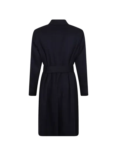 Lardini Belted Button-front Coat In Blue