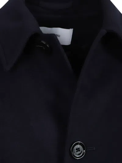 Lardini Belted Button-front Coat In Blue