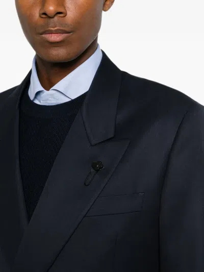 Lardini Double-breasted Peak-lapel Jacket In Blue