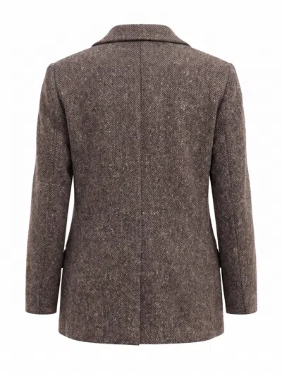 Brunello Cucinelli Herringbone-pattern Single-breasted Blazer In Brown