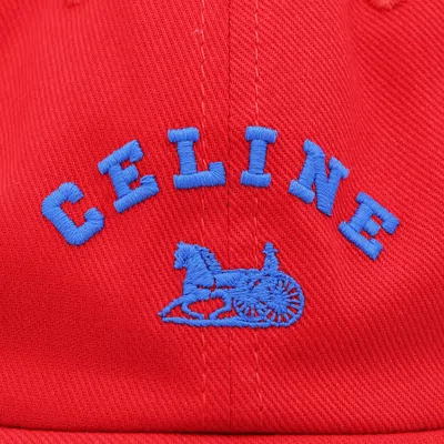 Celine Logo Hat In Red