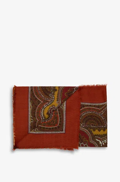 Saint Laurent Patterned Scarf In Red
