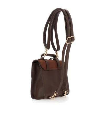 Monnalisa Check-pattern Embroidered Backpack In Brown