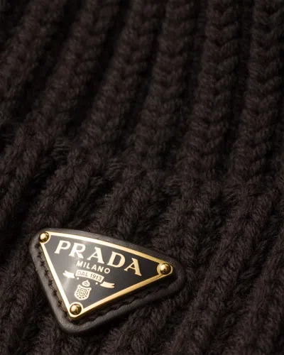 Prada Wool Beanie In Brown