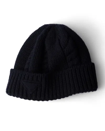Prada Wool Beanie In Navy