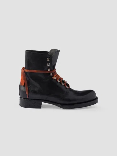Prada Leather Laced Booties In Black