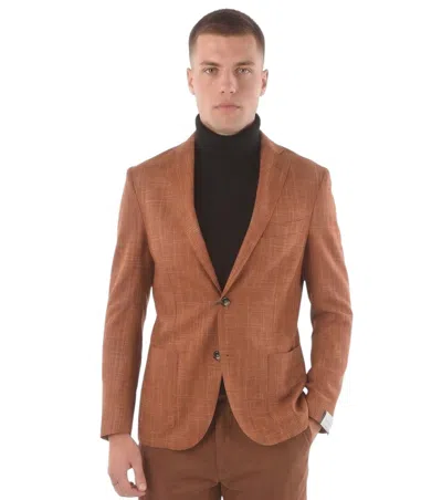 Corneliani Single-breasted Silk Blazer In Brown