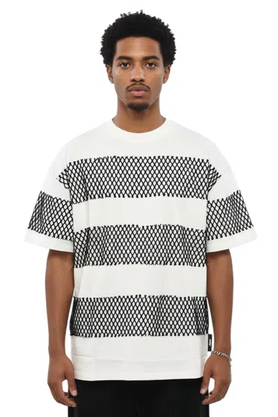 Msgm Mesh-panelled Striped T-shirt In White