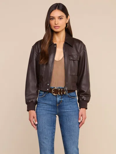L'agence Clotilde Leather Jacket In Brown