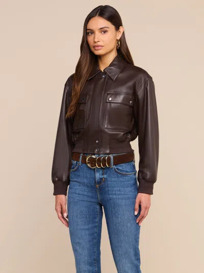 L'agence Clotilde Leather Jacket In Brown