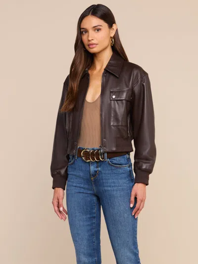 L'agence Clotilde Leather Jacket In Brown