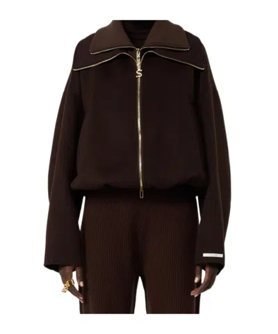 Sportmax Pure Wool Bomber Jacket With Removable Front Insert In Black