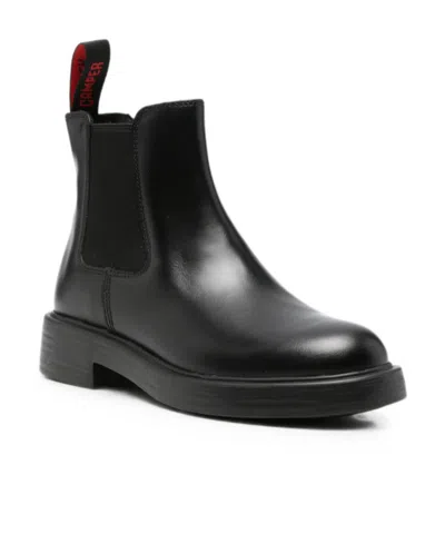 Camper Dean Elasticated-panel Pull-tab Chelsea Boots In Black