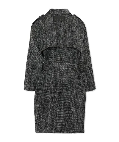 Msgm Herringbone-pattern Double-breasted Coat In Gray