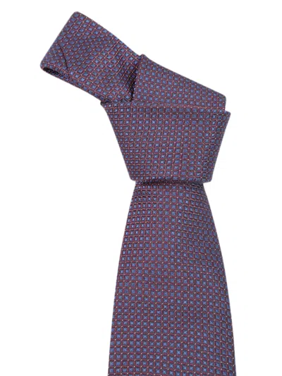 Lardini Geometric-pattern Silk Tie In Purple
