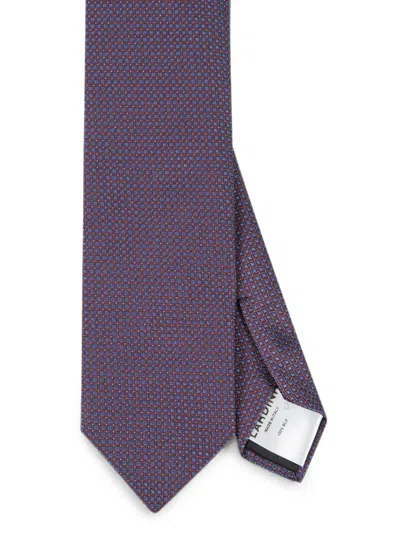 Lardini Geometric-pattern Silk Tie In Purple