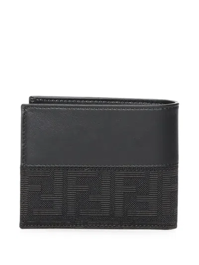 Fendi Ff Logo Leather Wallet In Black