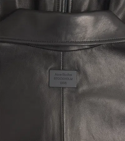 Acne Studios Leather Bomber Jacket In Black